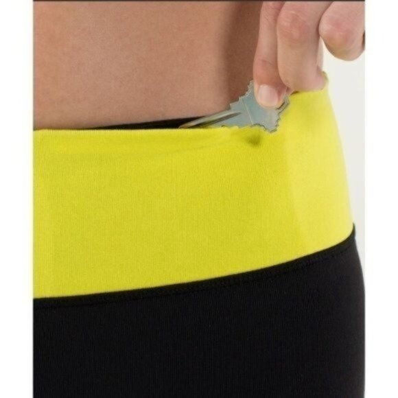 Lululemon‎ Journey Crop Black Yellow Mesh Leggings S Small 4 - Picture 3 of 14